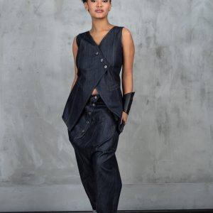Denim Waistcoat Women Avant Garde Clothing Blue Vest