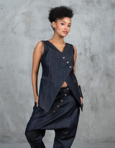 Denim Waistcoat Women Avant Garde Clothing Blue Vest