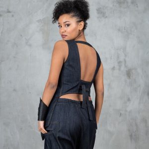 Denim Waistcoat Women Avant Garde Clothing Blue Vest