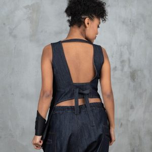 Denim Waistcoat Women Avant Garde Clothing Blue Vest