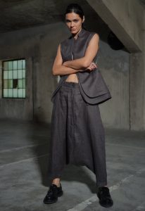 Avant Garde Dark Gray Linen Vest With Double