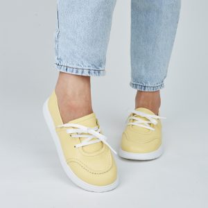 Lemon Color Stylish Keds Yellow Leather Women Sneakers