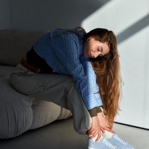 Light Blue Leather Sneakers For Women Casual Suede