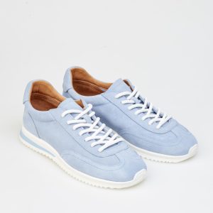 Light Blue Leather Sneakers For Women Casual Suede