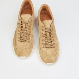 Women's Beige Suede Sneakers Comfortable Walking Trainers Casual