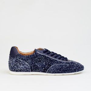 Women's Suede Leather Sneakers Natural Lining Navy Blue