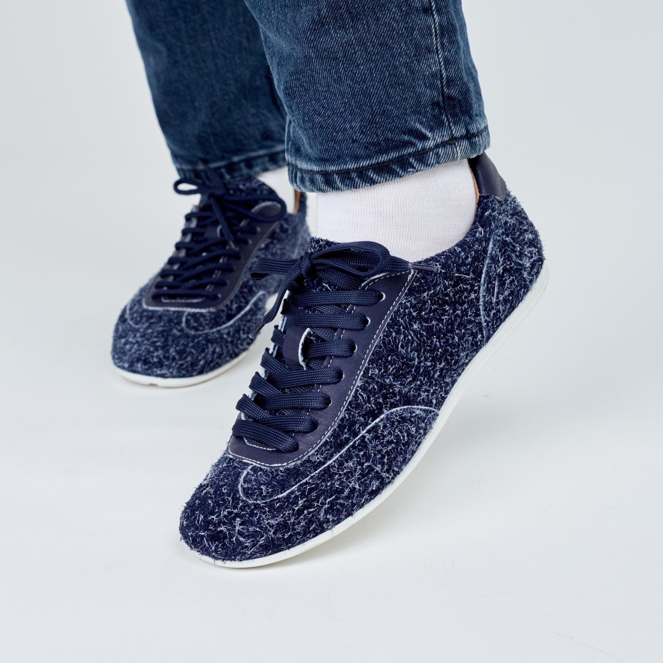 Women's Suede Leather Sneakers Natural Lining Navy Blue