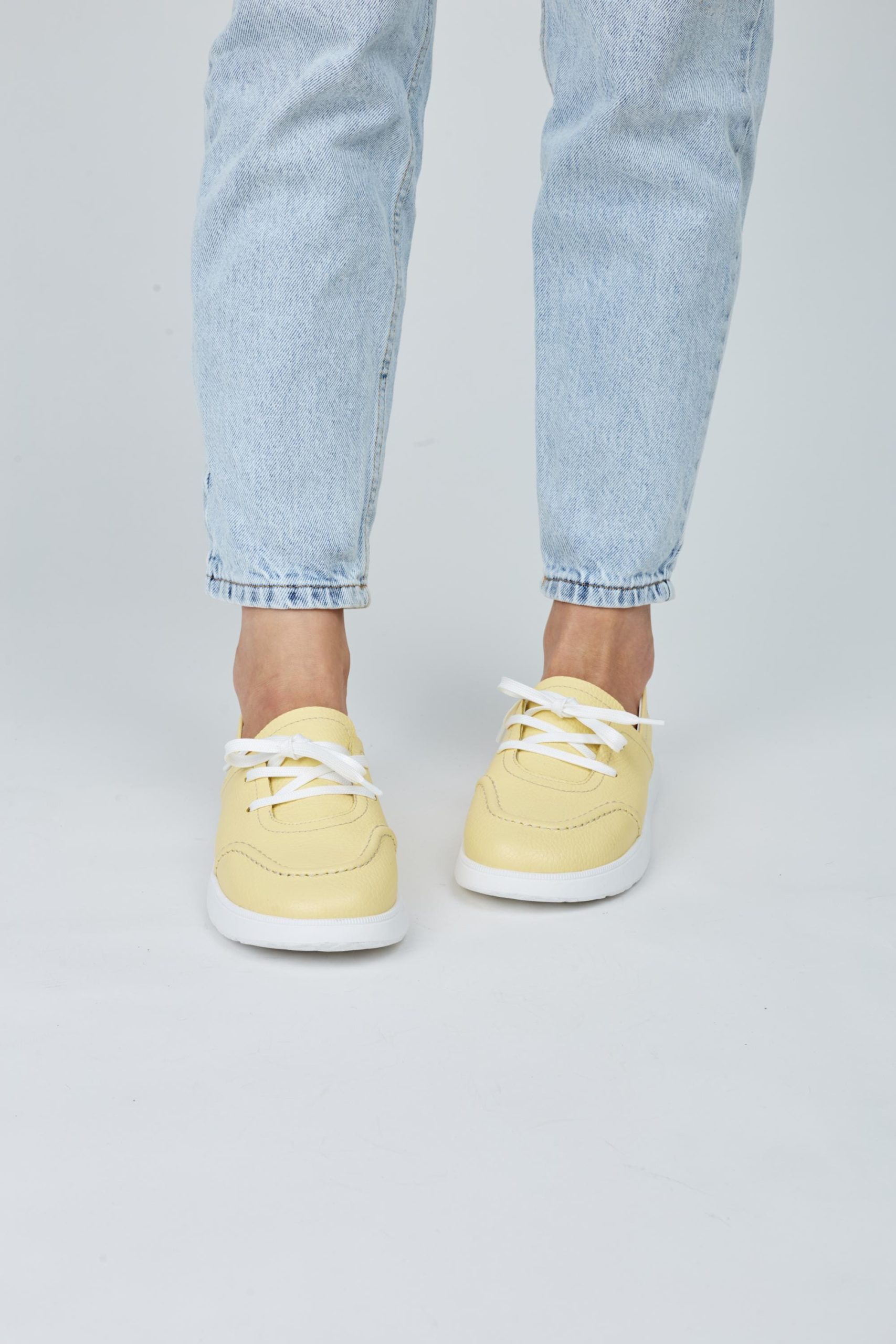 Lemon Color Stylish Keds Yellow Leather Women Sneakers