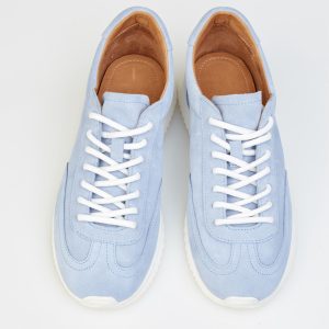 Light Blue Leather Sneakers For Women Casual Suede