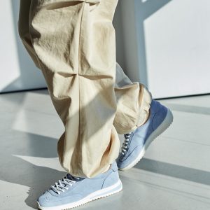 Light Blue Leather Sneakers For Women Casual Suede