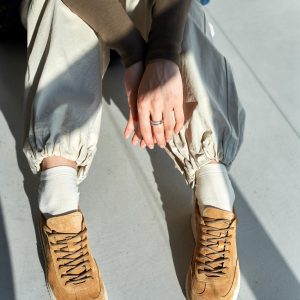 Women's Beige Suede Sneakers Comfortable Walking Trainers Casual