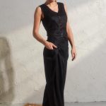 Black Linen Button Down Vest Womens Organic Clothing