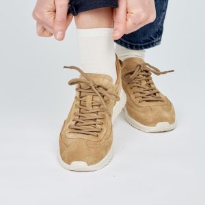 Women's Beige Suede Sneakers Comfortable Walking Trainers Casual