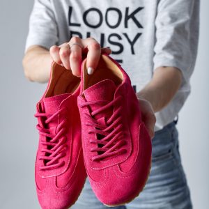 Women S Pink Suede Sneakers Minimalist Low Profile