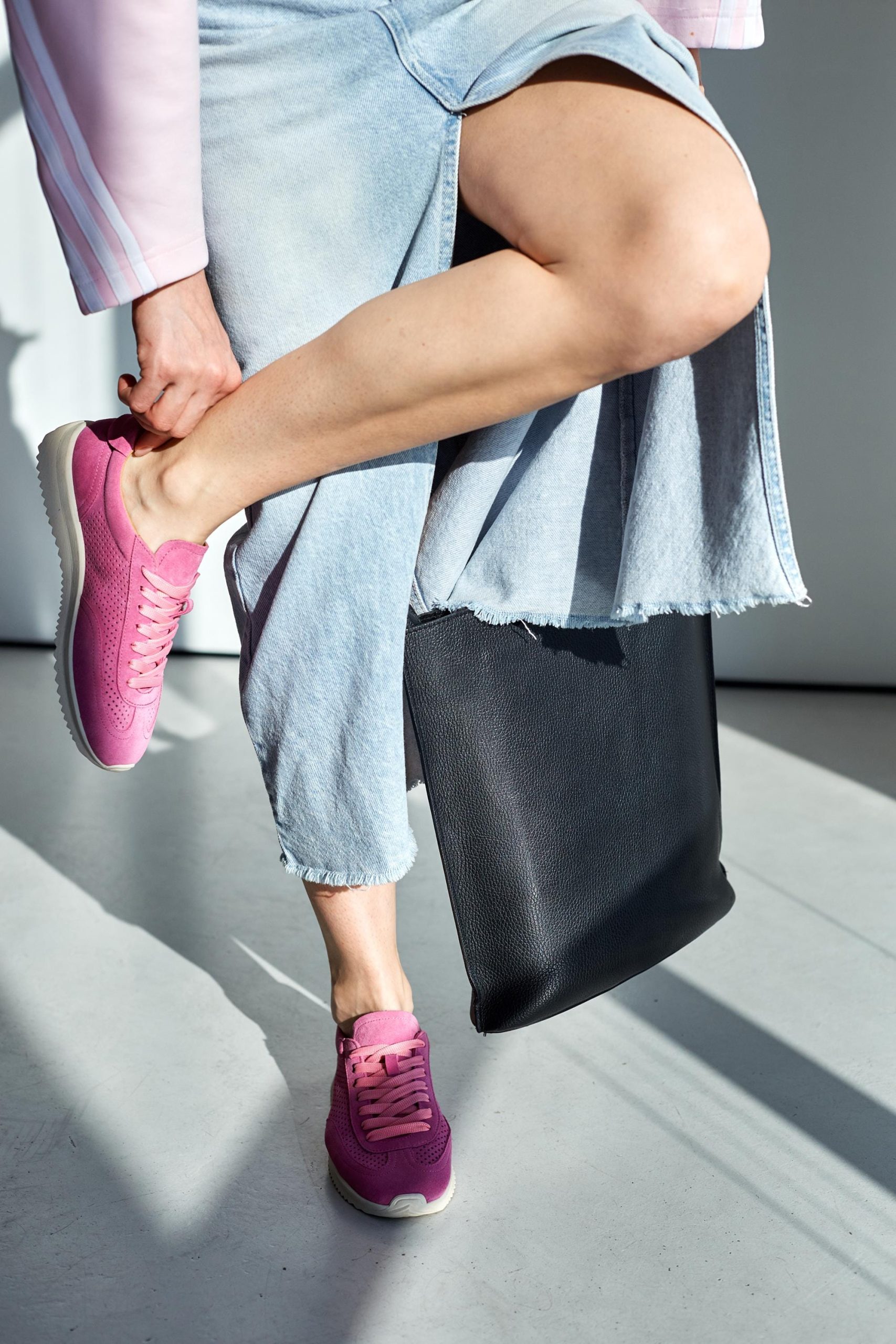 Pastel Pink Suede Sneakers For Women Chic Work