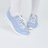 Light Blue Leather Sneakers For Women Casual Suede