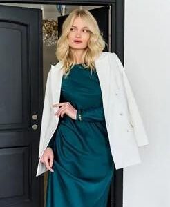 Elegant Long Sleeve Silk Midi Dress With Side