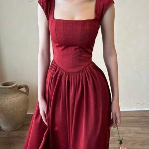 Maxi Cottagecore Dress Renaissance Puff Sleeve Gown Vintage