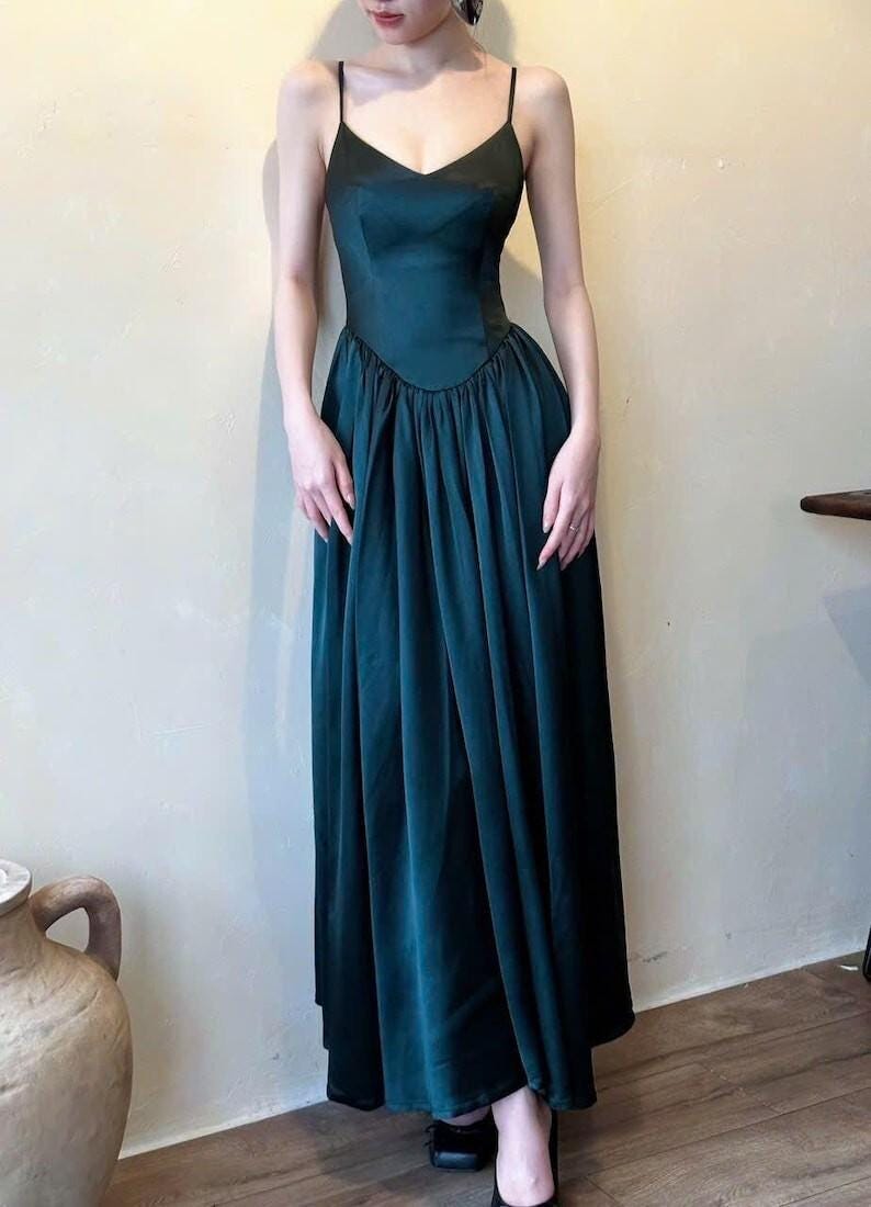 Sophia Silk Corset Dress Champagne Vintage Gown Elegant