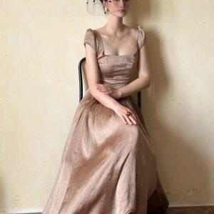 Maxi Cottagecore Dress Renaissance Puff Sleeve Gown Vintage