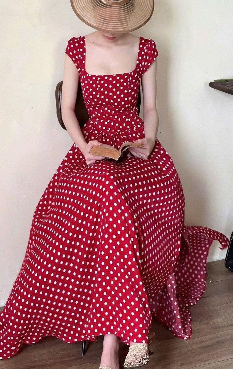 Maxi Cottagecore Dress Renaissance Puff Sleeve Gown Vintage