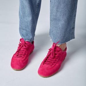 Women S Pink Suede Sneakers Minimalist Low Profile