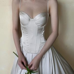 Silk Corset Dress Ivory Satin Ball Gown Renaissance