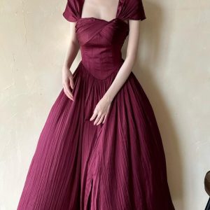 Champagne Pleated Evening Dress Off Shoulder Bridesmaid Gown