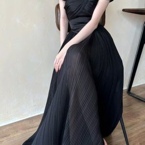 Champagne Pleated Evening Dress Off Shoulder Bridesmaid Gown