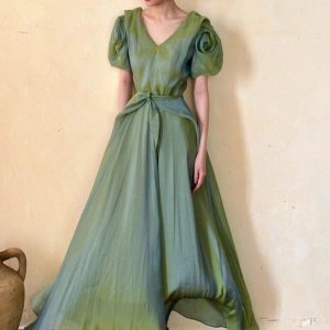 Elegant Puff Sleeve White Dress Minimalist Bridal Wedding