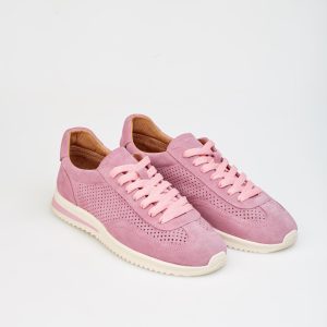 Pastel Pink Suede Sneakers For Women Chic Work